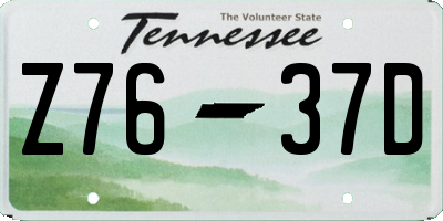 TN license plate Z7637D