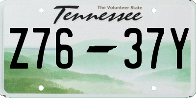 TN license plate Z7637Y