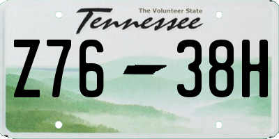 TN license plate Z7638H