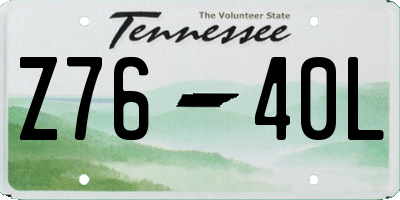 TN license plate Z7640L