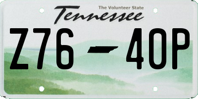 TN license plate Z7640P