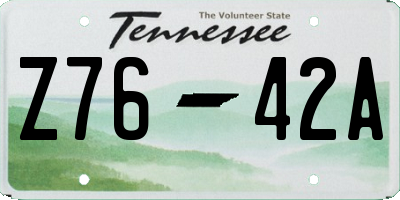 TN license plate Z7642A