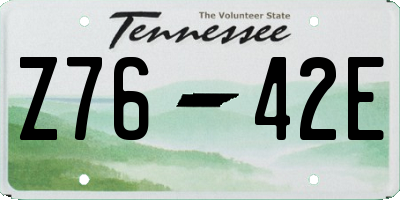 TN license plate Z7642E