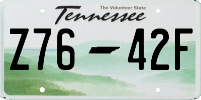 TN license plate Z7642F