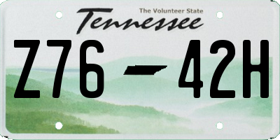 TN license plate Z7642H