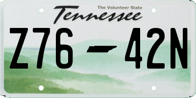 TN license plate Z7642N