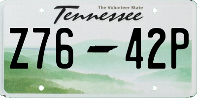 TN license plate Z7642P