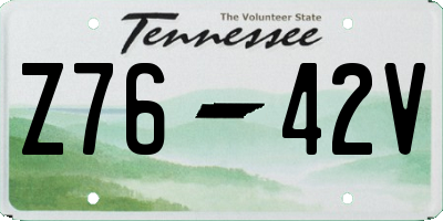 TN license plate Z7642V