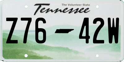 TN license plate Z7642W