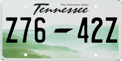 TN license plate Z7642Z