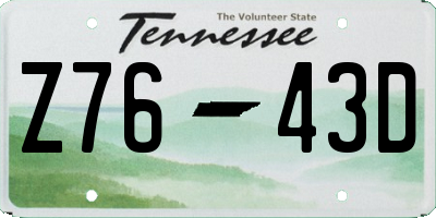 TN license plate Z7643D