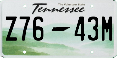 TN license plate Z7643M