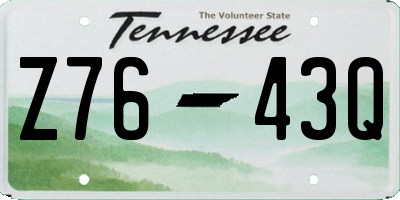 TN license plate Z7643Q