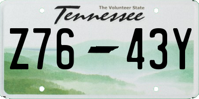 TN license plate Z7643Y