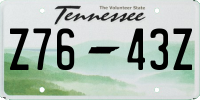 TN license plate Z7643Z