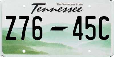 TN license plate Z7645C