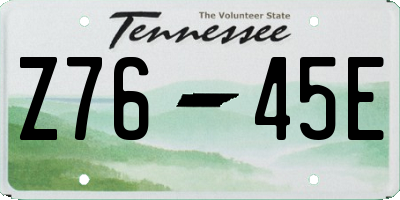 TN license plate Z7645E