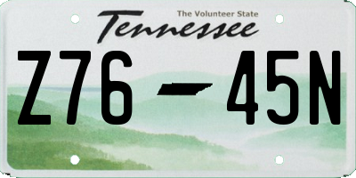 TN license plate Z7645N