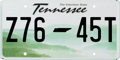 TN license plate Z7645T