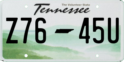 TN license plate Z7645U