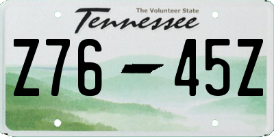 TN license plate Z7645Z