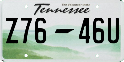 TN license plate Z7646U
