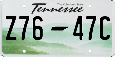 TN license plate Z7647C