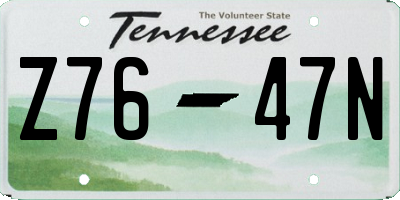 TN license plate Z7647N