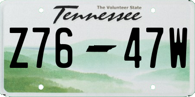TN license plate Z7647W