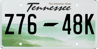 TN license plate Z7648K