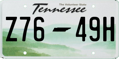 TN license plate Z7649H