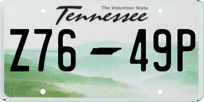 TN license plate Z7649P