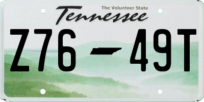 TN license plate Z7649T