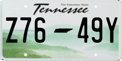 TN license plate Z7649Y