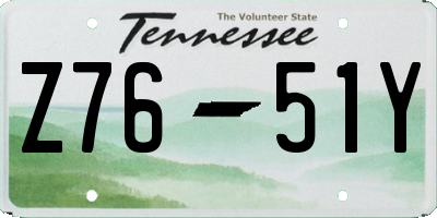 TN license plate Z7651Y