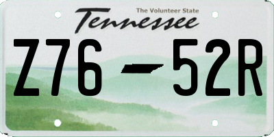 TN license plate Z7652R