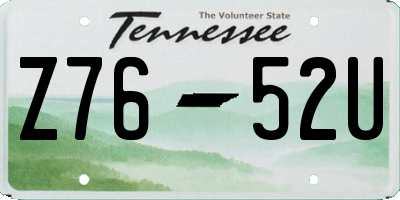 TN license plate Z7652U