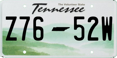 TN license plate Z7652W
