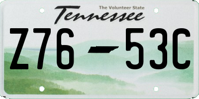 TN license plate Z7653C