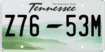 TN license plate Z7653M