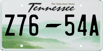 TN license plate Z7654A