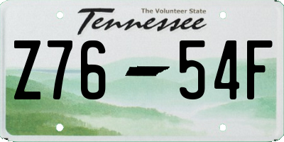 TN license plate Z7654F