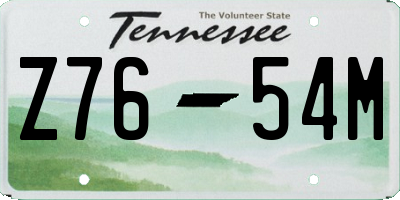 TN license plate Z7654M