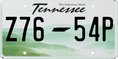 TN license plate Z7654P