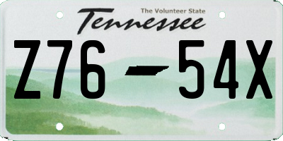 TN license plate Z7654X