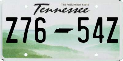 TN license plate Z7654Z