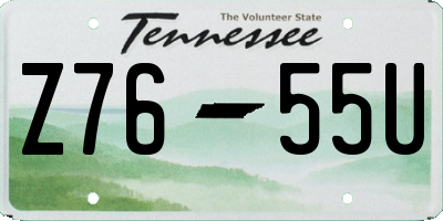 TN license plate Z7655U