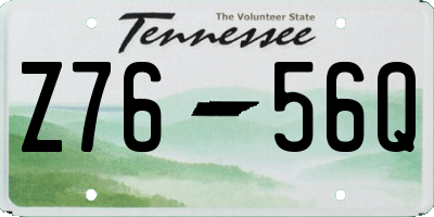 TN license plate Z7656Q