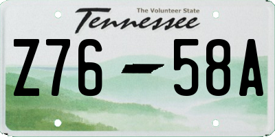 TN license plate Z7658A