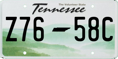 TN license plate Z7658C